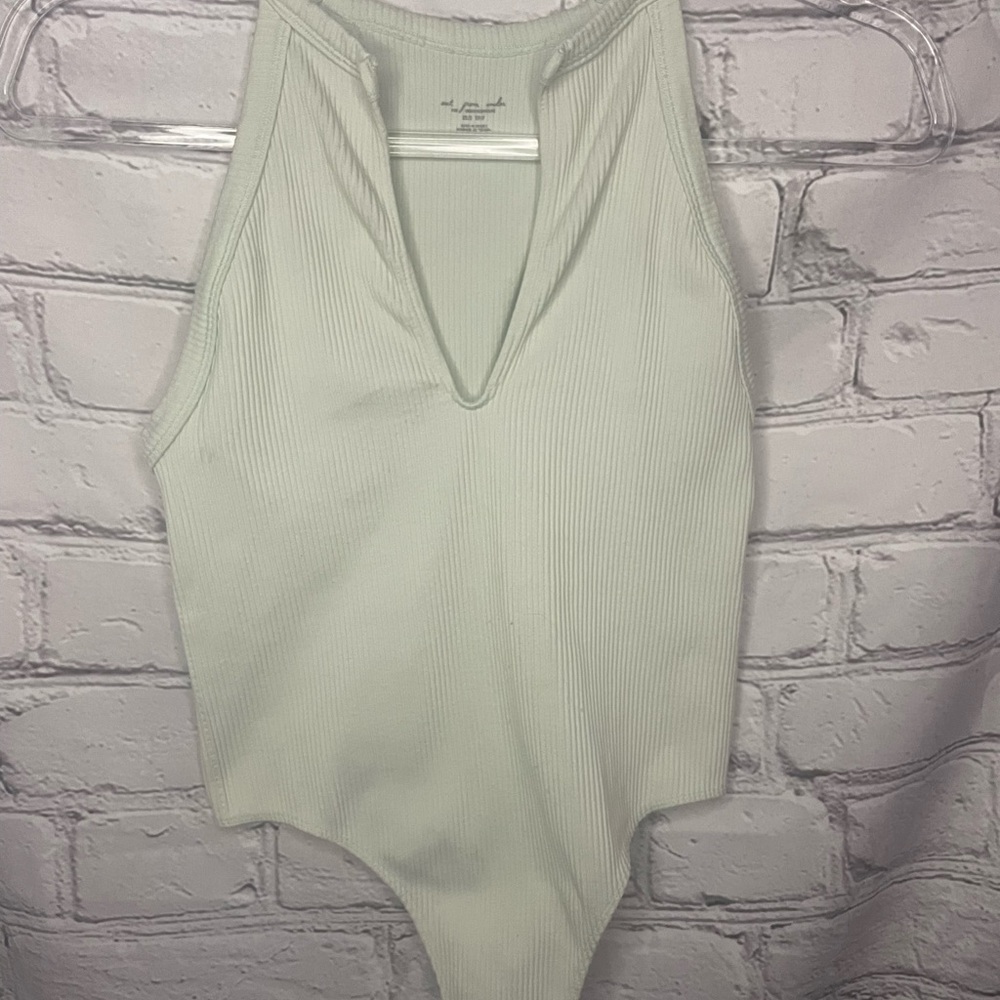 Urban Outfitters Ribbed Bodysuit in Mint Green